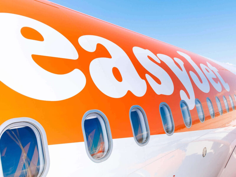 easyJet image of logo on the site of a plane